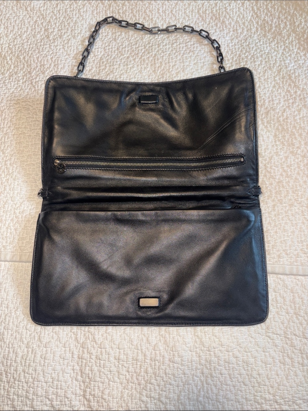 Low start Tory Burch Reva Tweed Fabric/Leather Clutch in EUC. - Picture 6 of 10
